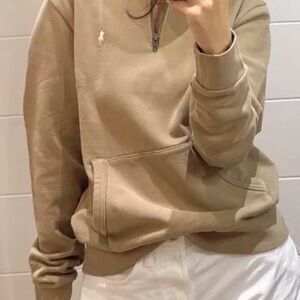 Ralph Lauren Men's Camel Zip-Up Sweater